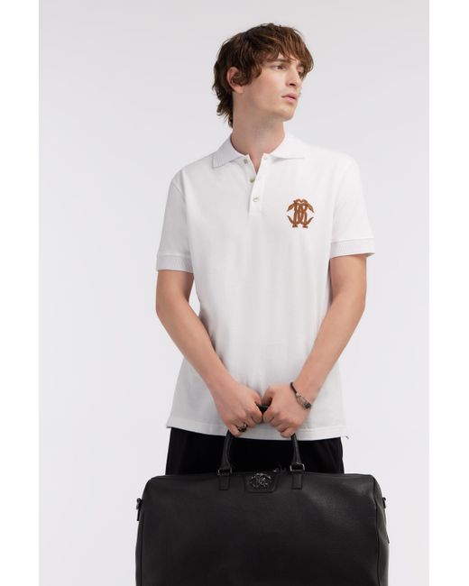 Roberto Cavalli White Polo With Monogram Rc for men