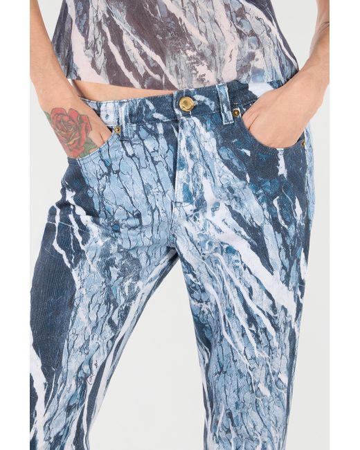 Roberto Cavalli Blue Rubane Print Jeans