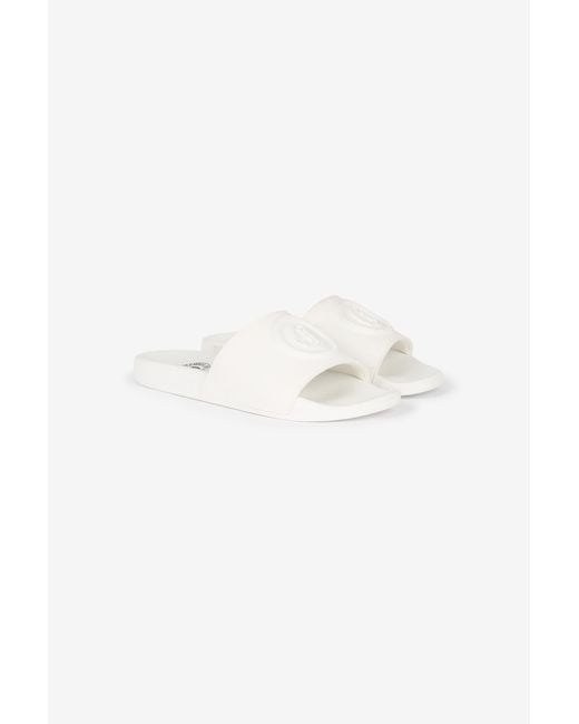 Roberto Cavalli White Sliders With Jc Monogram And Logo
