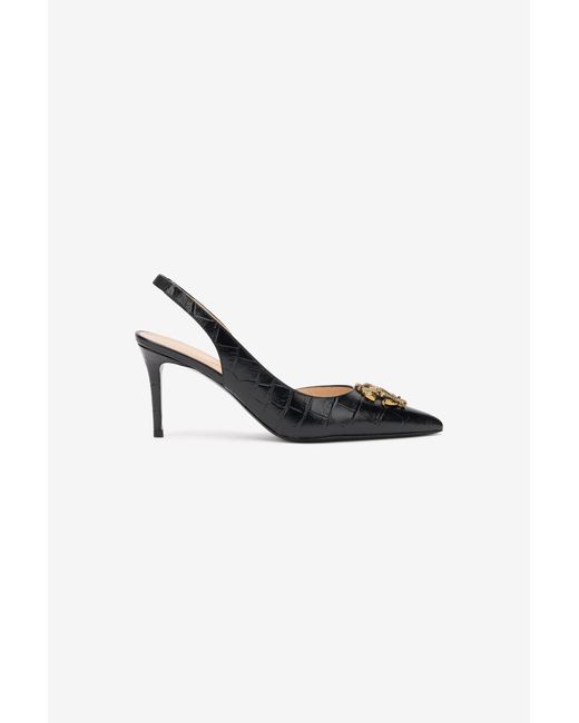 Roberto Cavalli Multicolor Croc-Effect Print Shoes Sling Back