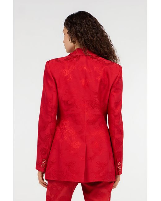 Roberto Cavalli Red Dark Jacket With Dragon Motif