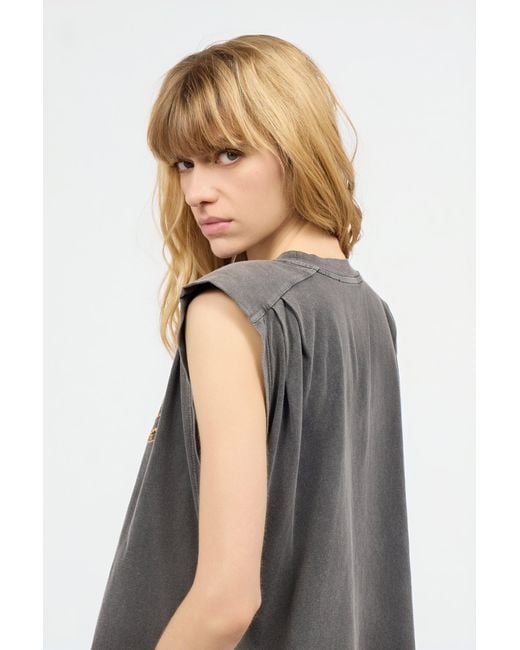 Roberto Cavalli Gray Cotton Top With Front Logo