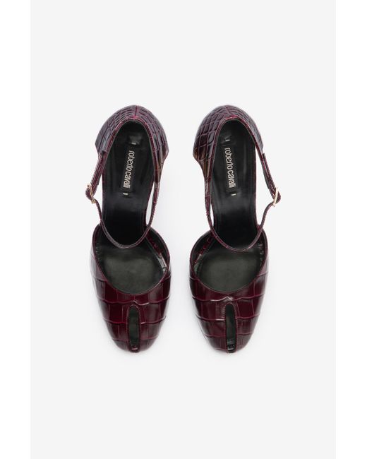 Escarpins En Cuir Embossé Avec Talon Fang Roberto Cavalli en coloris Black