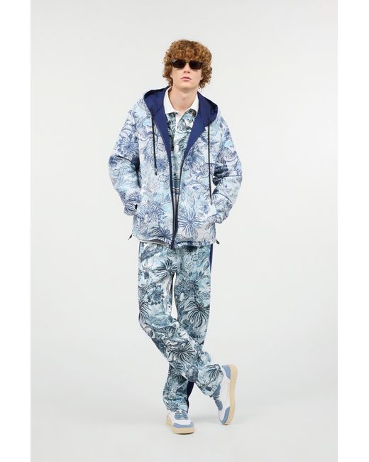 Roberto Cavalli Blue Reversible Hooded Sweatshirt for men