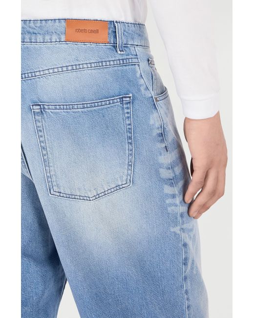 Roberto Cavalli Blue Zebra Design Jeans for men