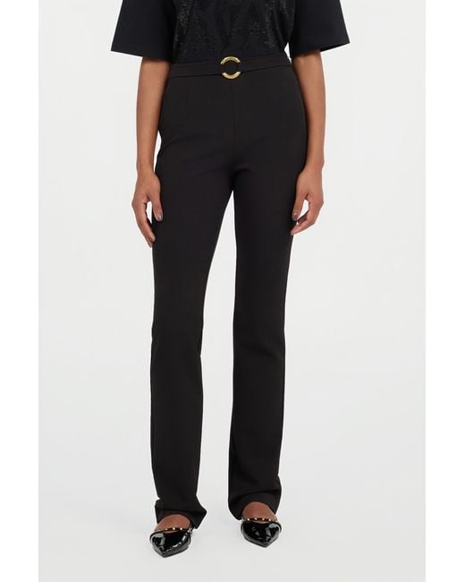 Roberto Cavalli Black Flared Trousers With Buckle