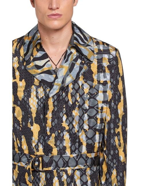 Roberto Cavalli White Tiger Twiga + Camo Print Belted Coat for men