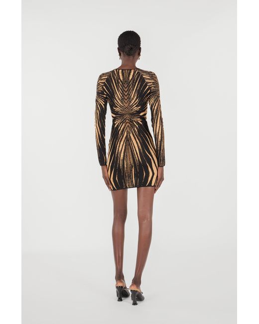 Roberto Cavalli Black Short Knit Dress With Ray Of Print