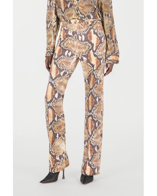 Roberto Cavalli White Python Print Denim
