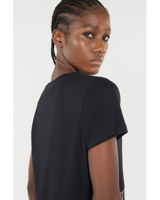 Roberto Cavalli Black T-Shirt With Rc Monogram And Logo With Studs