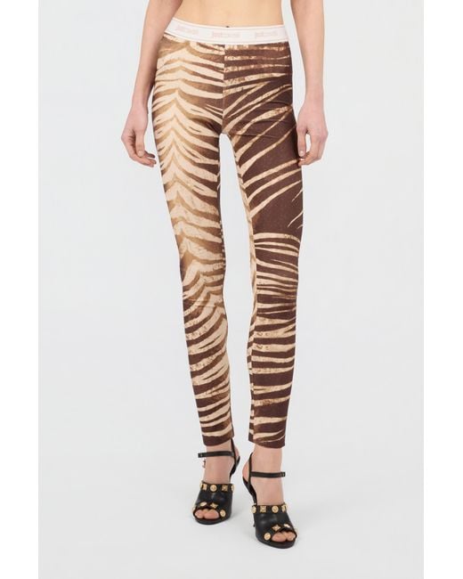 Roberto Cavalli Multicolor Natural Barb Print Leggings