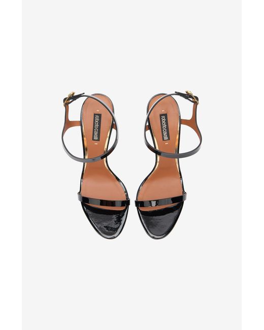 Roberto Cavalli Multicolor Patent Leather Sandal With Rc Monogram