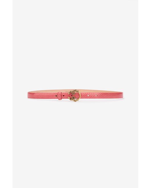 Roberto Cavalli Pink Leather Belt With Snake Buckle
