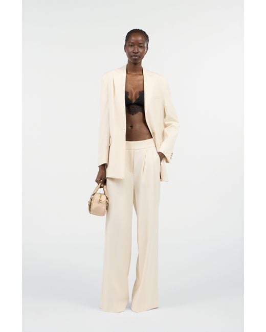 Roberto Cavalli White Cream Wide-Leg Trousers With Cut-Out