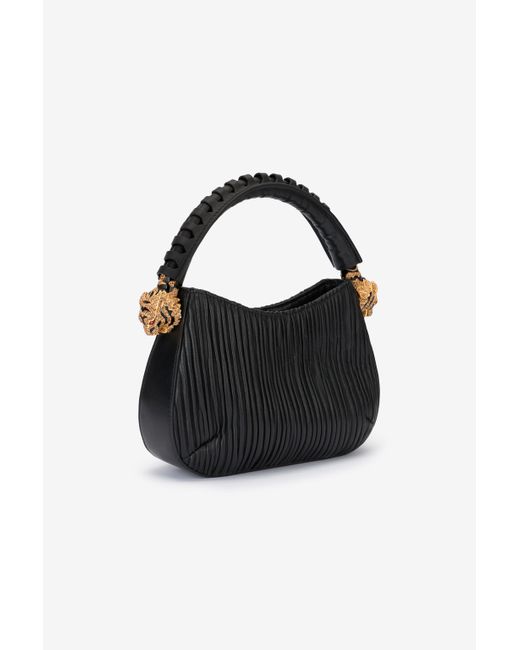 Roberto Cavalli Black Hobo Roar Bag With Bejeweled Tigers