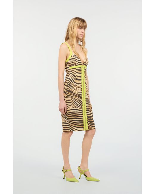 Roberto Cavalli Metallic Short Dress With Tiger Skin Print
