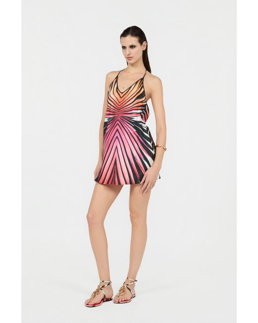 Roberto Cavalli White Ray Of Paradise Print Silk Mini Dress