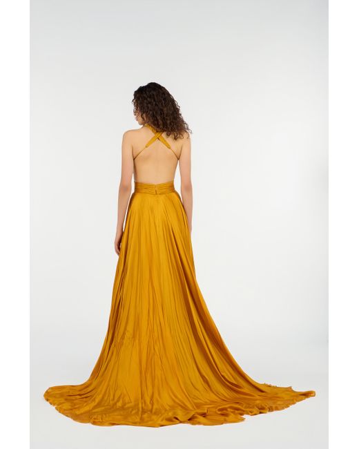 Robe Très Longue En Pure Soie Roberto Cavalli en coloris Yellow