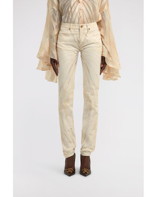 Roberto Cavalli White Ray Printed Skinny Trousers