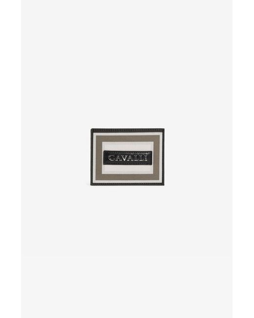 Roberto Cavalli Multicolor Logo-Plaque Striped Cardholder for men