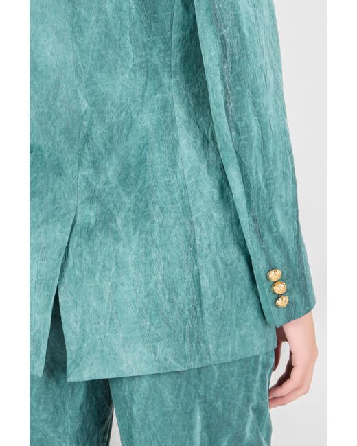 Roberto Cavalli Green Single-Breasted Structured Blazer