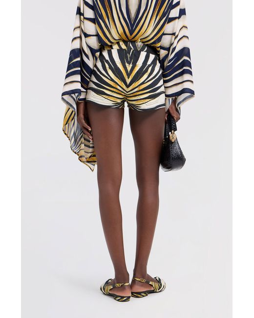 Roberto Cavalli Multicolor Ray Of Print Denim Shorts