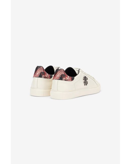 Roberto Cavalli Multicolor Ivory Leather Low Top Sneakers for men