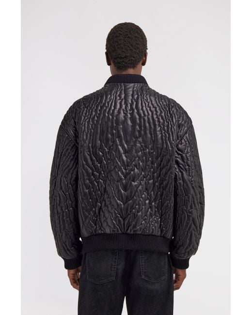 Roberto Cavalli Blue Quilted Bomber Jacket for men
