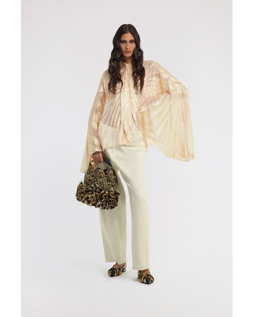 Roberto Cavalli Natural Ray Of Print Satin Blouse