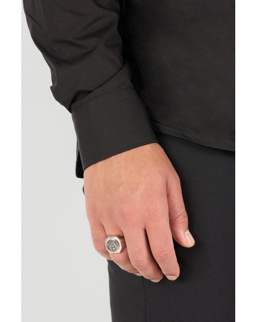 Roberto Cavalli White Tone Rc Monogram Signet Ring for men