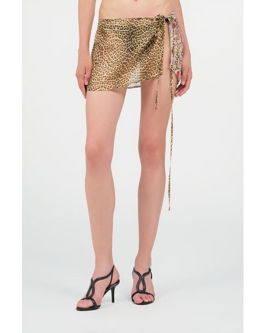 Roberto Cavalli Natural Baby Jaguar Print Silk Pareo