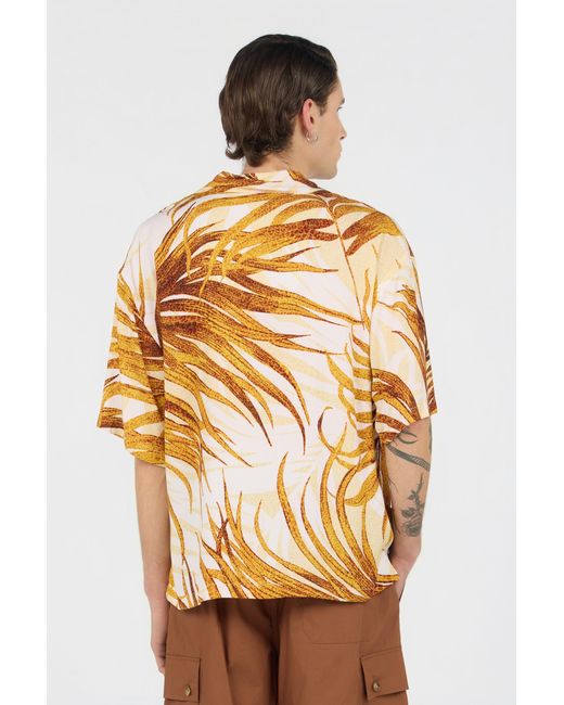 Roberto Cavalli Metallic Golden Palm Print Shirt for men