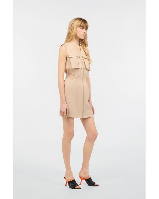 Roberto Cavalli Natural Mini Dress With Utility Pockets