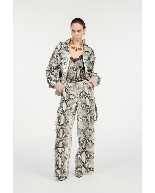 Top De Seda Con Estampado Python Roberto Cavalli de color White