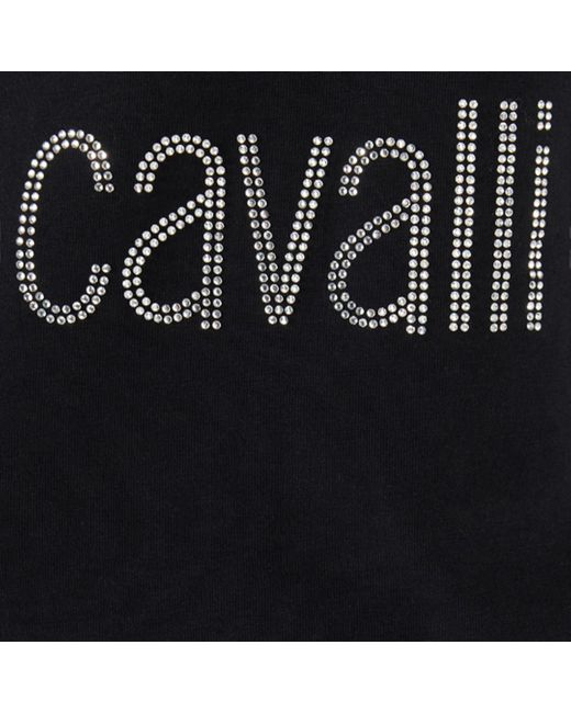 Roberto Cavalli Black T-Shirt With Rc Monogram And Logo With Studs