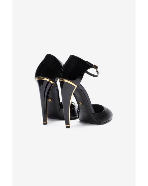 Roberto Cavalli Black Patent Leather Pumps With Fang Heel