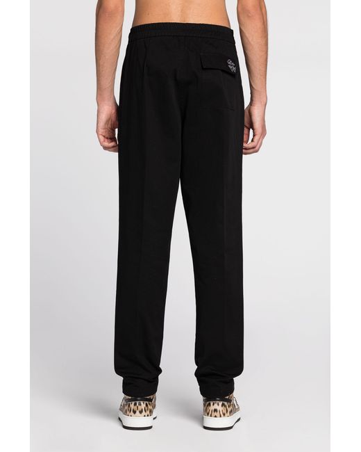 Roberto Cavalli Black Logo-Embroidered Cotton Trousers for men