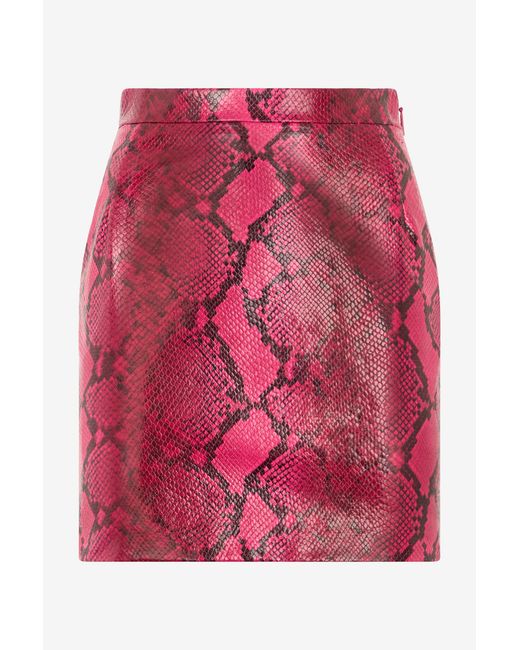 Roberto Cavalli Pink Python-Print Skirt