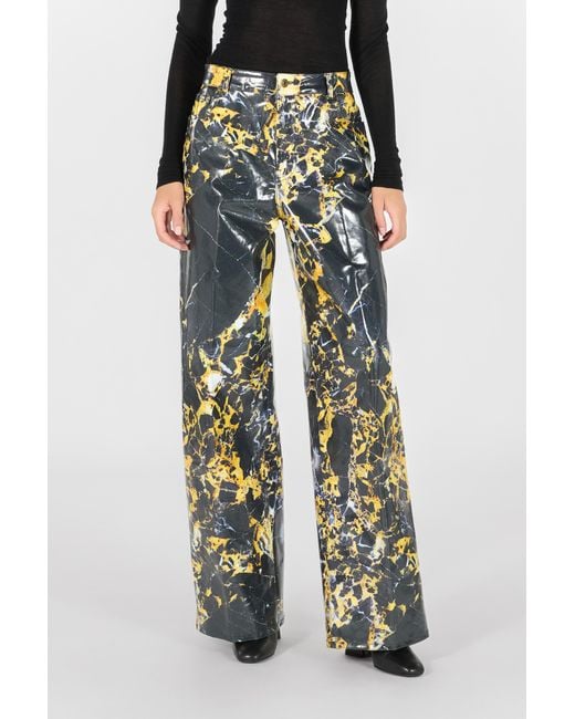 Roberto Cavalli White Loose Trousers With Marble Print