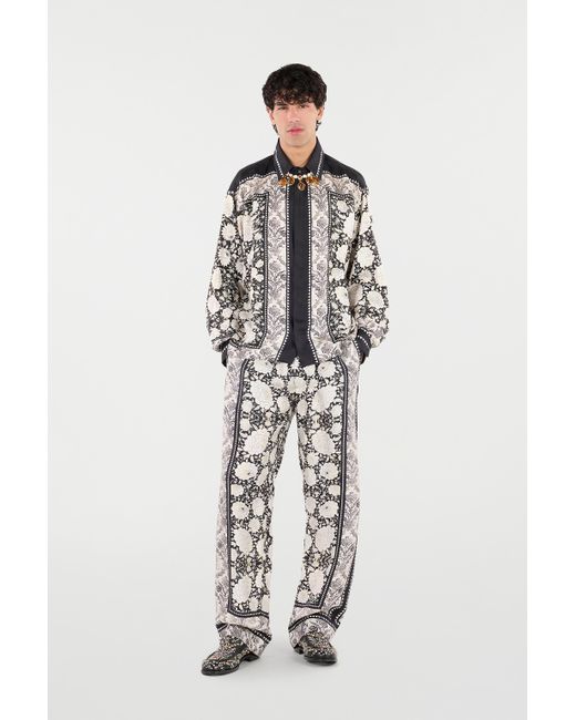 Roberto Cavalli Black Silk Shirt With Floral Print for men