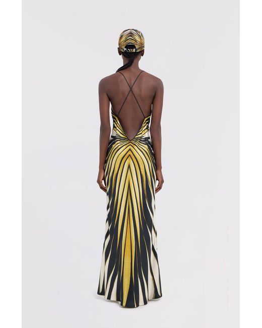 knee length dresses for ladies Roberto Cavalli Plunging Gown Ivory Stretch Silk Size 40 Sleeveless Ma –  Celebrity Owned main image 0