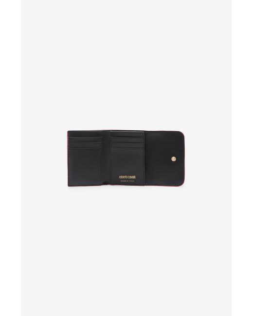 Roberto Cavalli Red Crocodile-Effect Square Card Holder