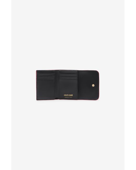 Roberto Cavalli Red Crocodile-Effect Square Card Holder