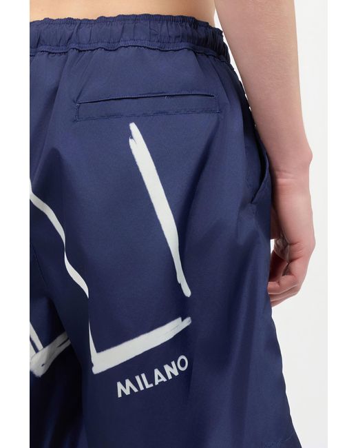 Roberto Cavalli Blue Swim Shorts With Lettering for men