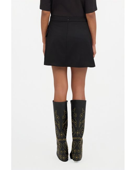 Roberto Cavalli Black Pleated Mini Skirt With Pocket