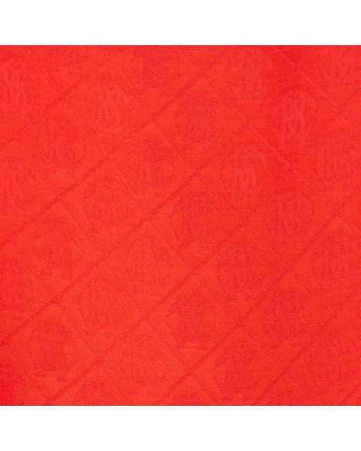 Roberto Cavalli Red Silk Blouse With Rc Print