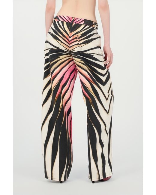 Roberto Cavalli White Jeans With Ray Of Print