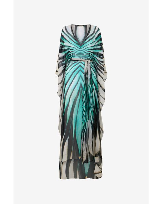 Roberto Cavalli Green Ray Of Sea Print Kaftan