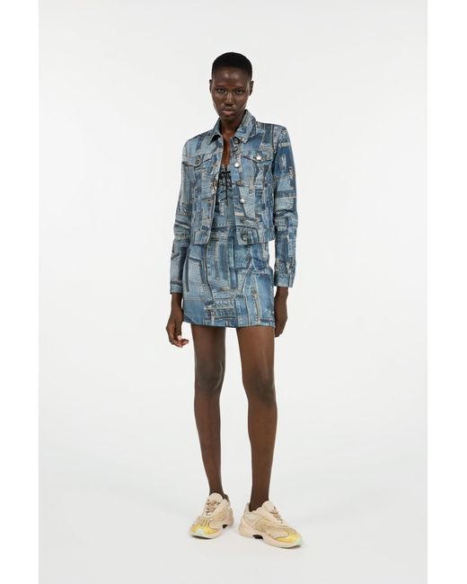 Roberto Cavalli Blue Patchwork Capsule Collection Denim Jacket