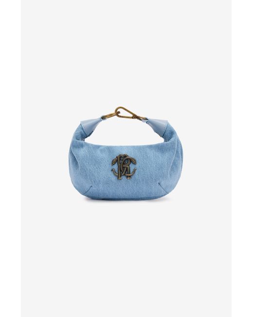 Roberto Cavalli Blue Bag With Mirror Snake Monogram